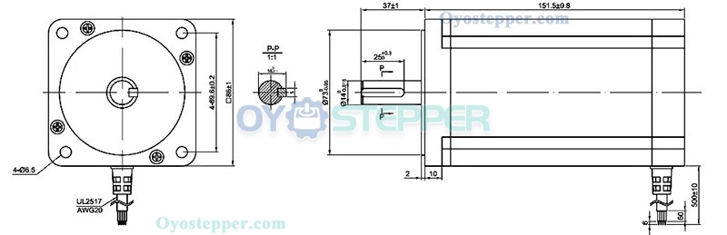 E Series Nema 34 Stepper Motor High Torque Bipolar 1.8 Degree 12.0 Nm(1699.68oz.in) 2 Phase 6.0A 4 Wires Keyway Shaft 